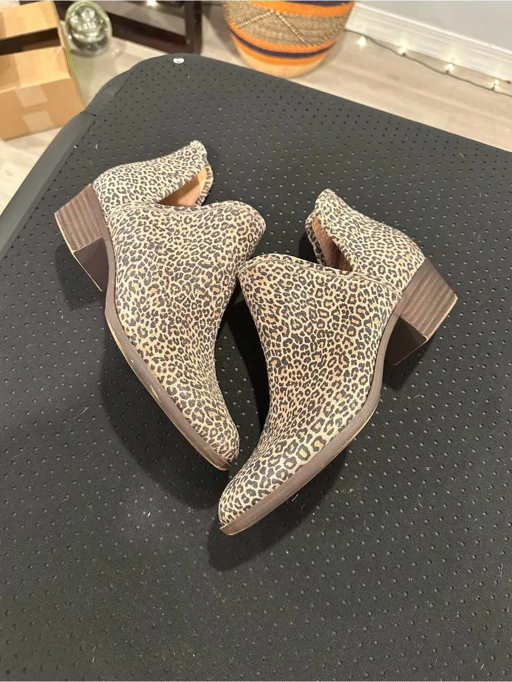 Lucky Brand leather Leopard Print Ankle Booties in Tan and Black